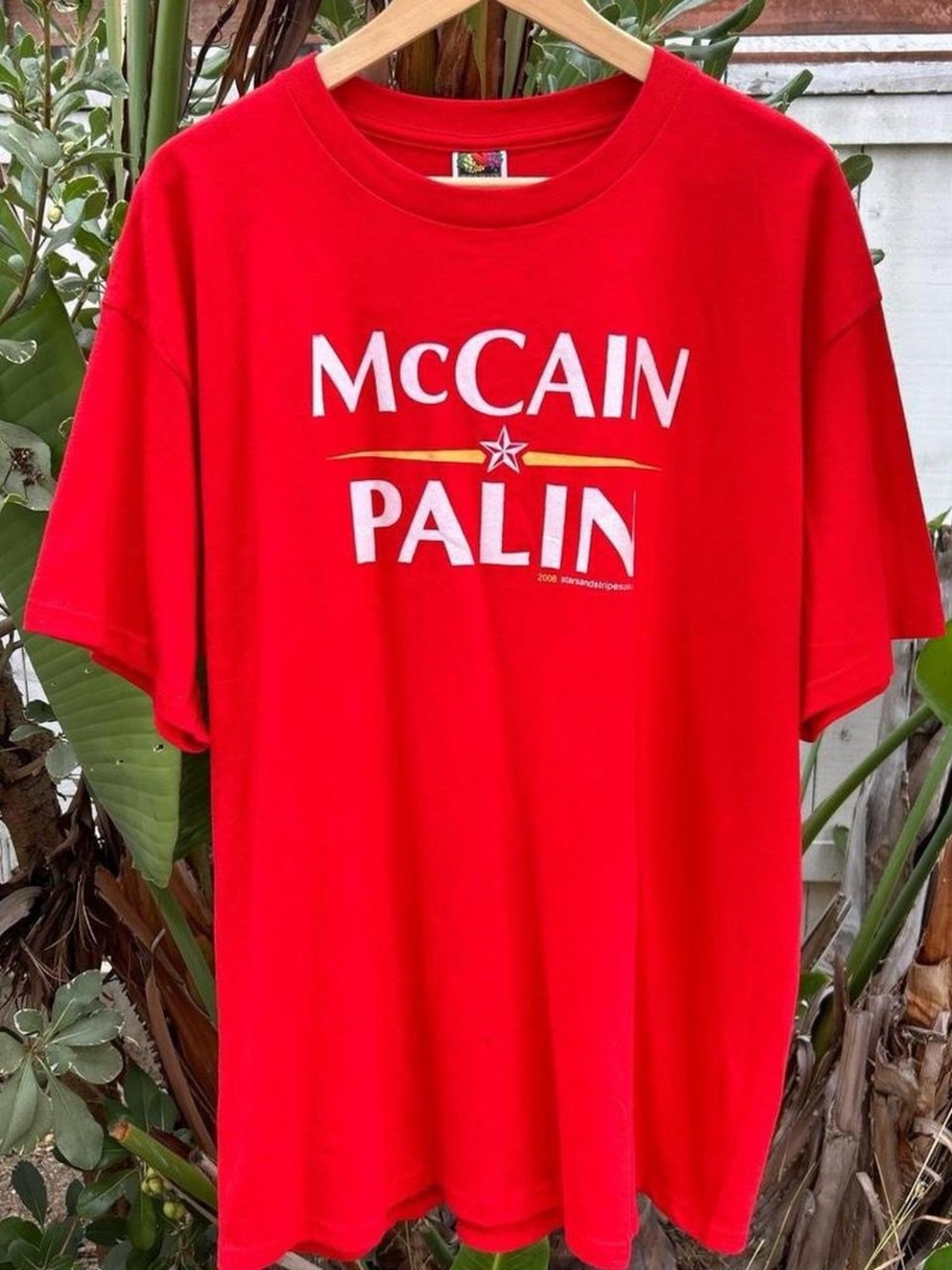 Vintage 2008 McCain Palin Presidential Campaign T Shirt Red XL 23.5x30